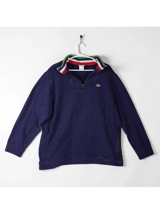 Lacoste Other - Lacoste Sport Mens Sweater Size 8 Blue 1/4 Zip Knit Preppy Pullover